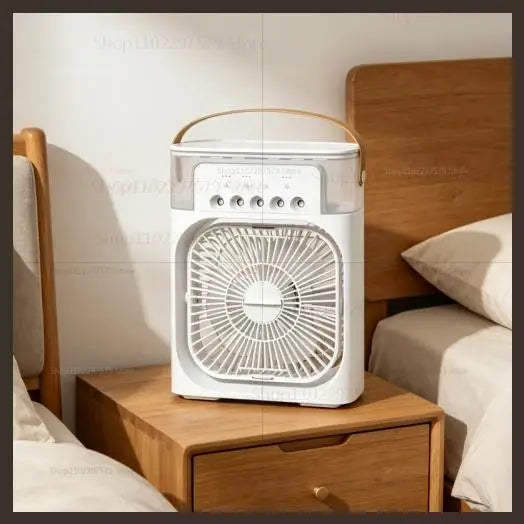 Mini Climatiseur Portable 3en1 - Ventilateur, Humidificateur & Veilleuse LED