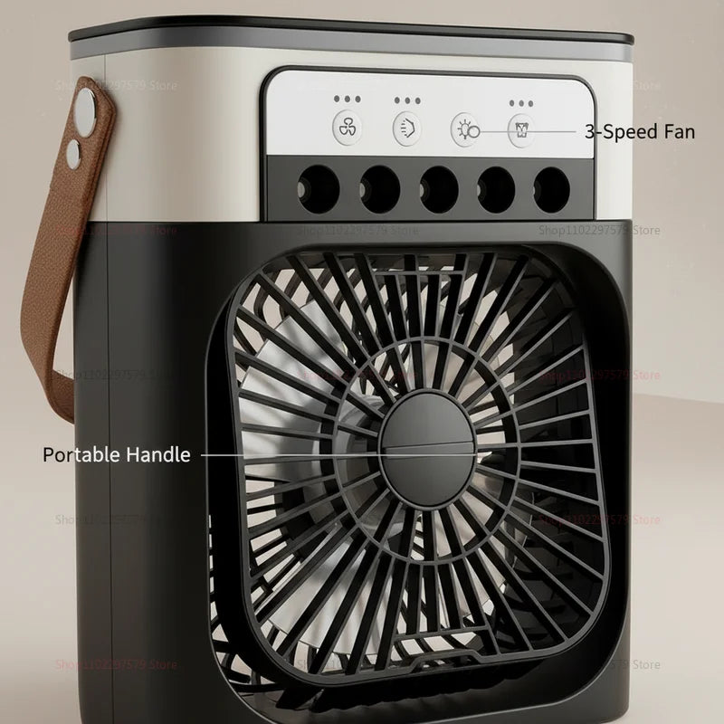 Mini Climatiseur Portable 3en1 - Ventilateur, Humidificateur & Veilleuse LED