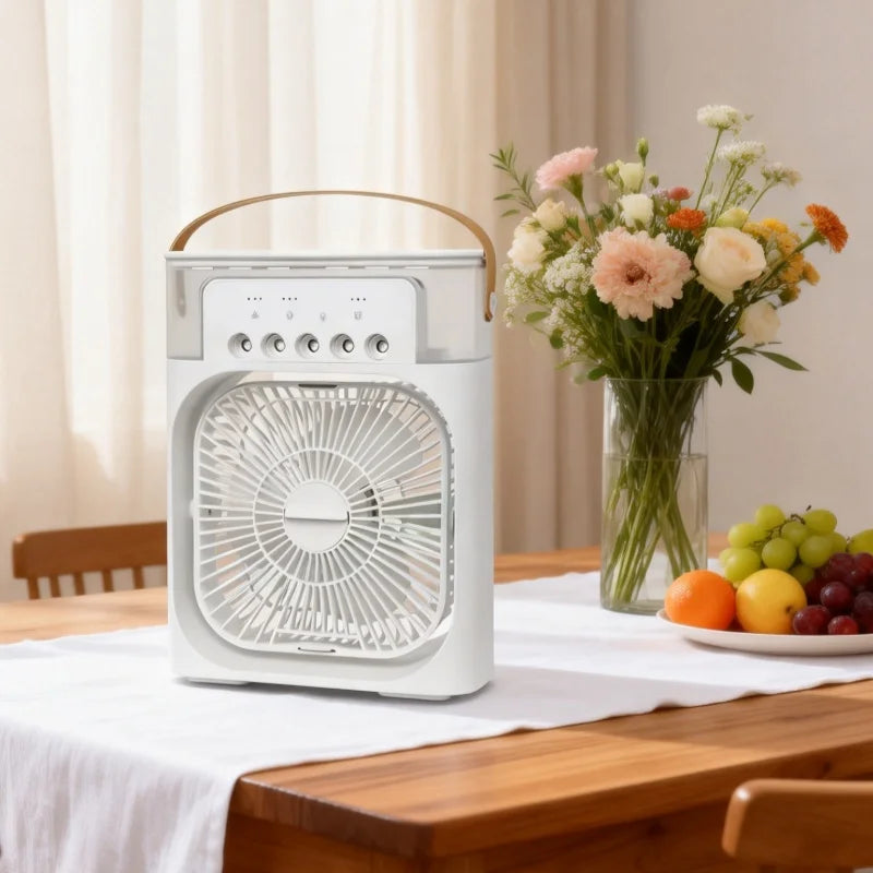 Mini Climatiseur Portable 3en1 - Ventilateur, Humidificateur & Veilleuse LED