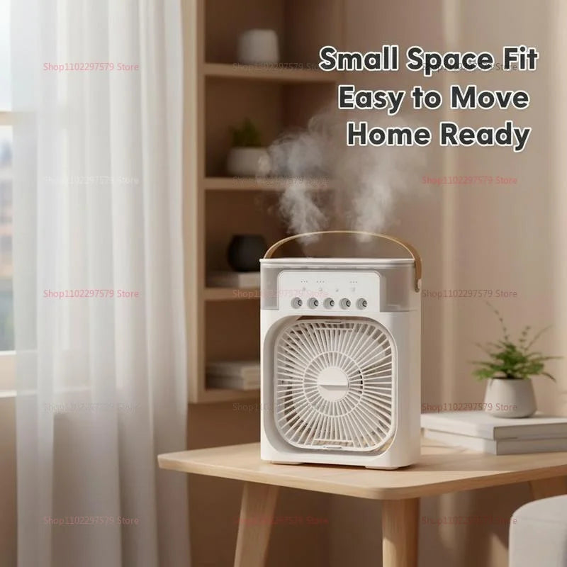 Mini Climatiseur Portable 3en1 - Ventilateur, Humidificateur & Veilleuse LED